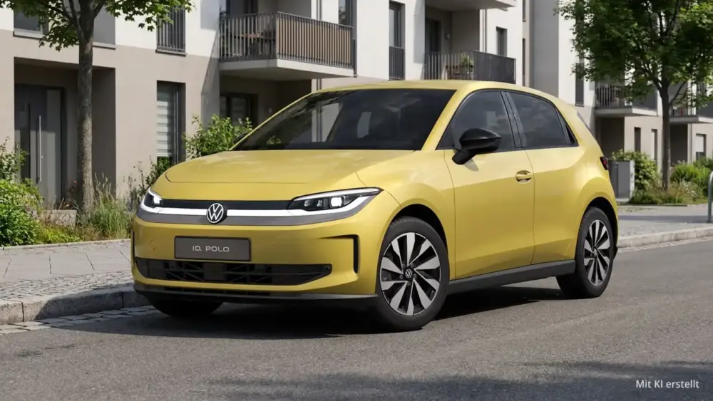 VW ID. Polo Launch Edition Life am Straßenrand in einer Wohnsiedlung.