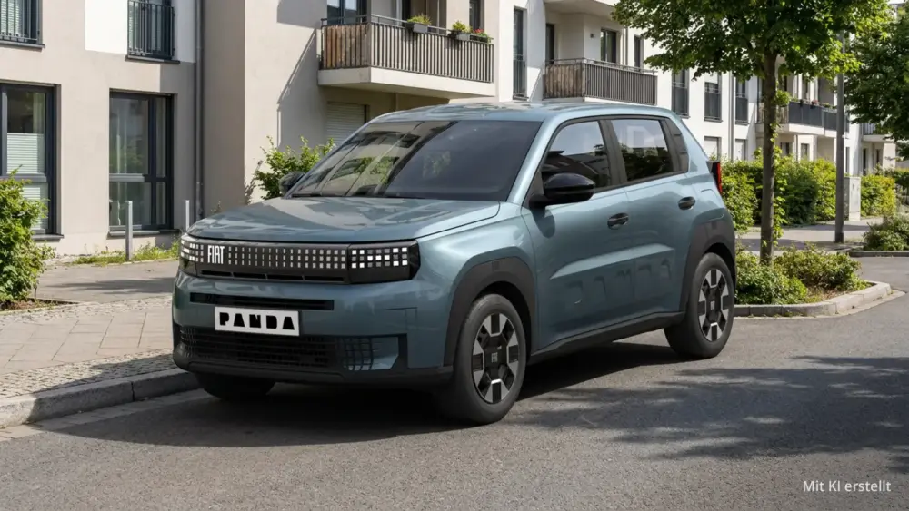 Fiat Grande Panda am Straßenrand in einer Wohnsiedlung