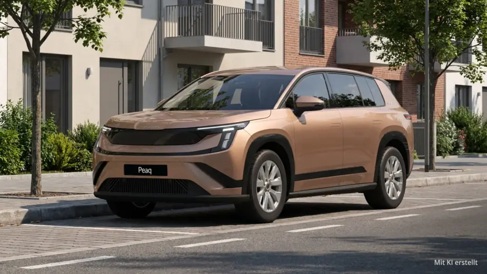 Skoda Peaq Selection am Straßenrand in einer Wohnsiedlung