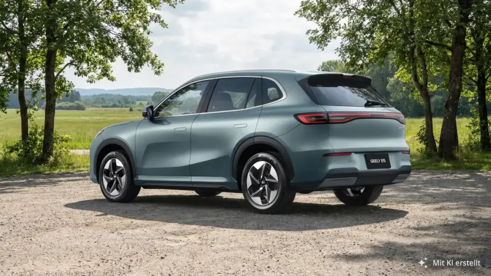 Geely E5 auf einem Parkplatz